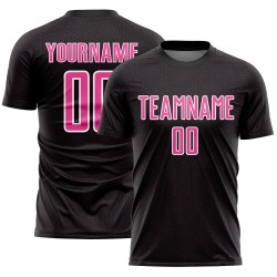 Pink-White Sublimation Soccer Sports Geometric Jersey Custom Black Uniform Shape