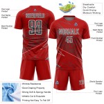Red Jersey Steel Uniform Sports Sublimation Custom Soccer Lines Gray-White Red Jersey Steel Uniform Sports Sublimation Custom Soccer Lines Gray-White
