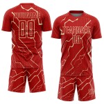 Sublimation Uniform Cream Lightning Custom Jersey Sports Red Soccer