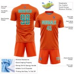 Custom Orange Uniform Sublimation Soccer Jersey Geometric Sports Shape Aqua-White Custom Orange Uniform Sublimation Soccer Jersey Geometric Sports Shape Aqua-White