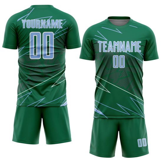 Blue-White Sports Light Sublimation Soccer Lines Green Uniform Kelly Jersey Custom