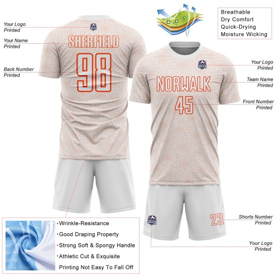 Uniform Sports Sublimation Custom Jersey Shape Orange Geometric White Soccer