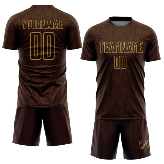 Geometric Jersey Old Custom Sports Gold Uniform Soccer Brown Shape Sublimation