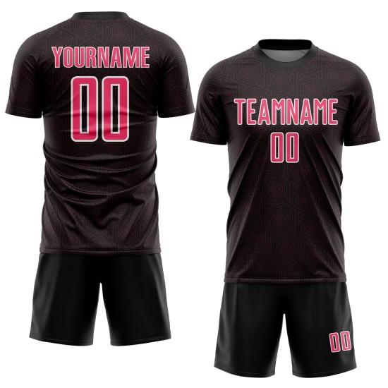 Soccer Neon Sublimation Shape Black Geometric Jersey Sports Custom Uniform Pink-White Soccer Neon Sublimation Shape Black Geometric Jersey Sports Custom Uniform Pink-White