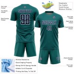 Custom Geometric Teal Jersey Navy-White Soccer Sports Shape Sublimation Uniform Custom Geometric Teal Jersey Navy-White Soccer Sports Shape Sublimation Uniform